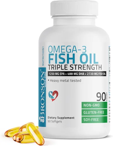 Miniatura 6 de Suplemento de aceite de pescado con Omega 3 de triple fuerza, 0,096 oz, 1250 EPA 488 DHA, sin OGM, sin gluten, el suplemento más potente con Omega 3