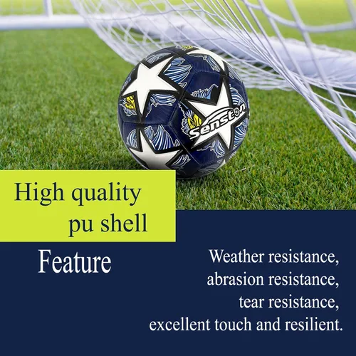 Miniatura 3 de Senston Balón de fútbol talla 3 y talla 4 y talla 5 para niños y adultos, balón de fútbol oficial para partidos y entrenamiento con bomba Azul marino