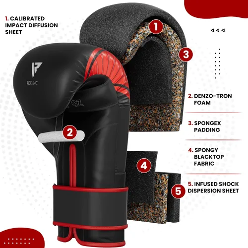 Miniatura 4 de Guantes de boxeo para niños RDX, 4 oz y 6 oz, Junior, de cuero Maya, con palma ventilada, para entrenamiento, Muay Thai, sparring, kickboxing, Rojo