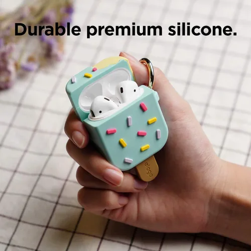 Miniatura 5 de Elago - Funda con llavero para audífonos AirPods 1 y 2 de Apple en forma de helado. Menta