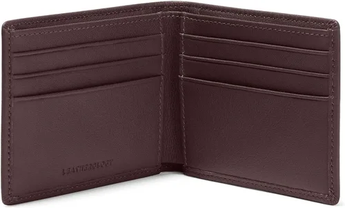 Miniatura 5 de Leatherology Cartera doble delgada marrón para hombre, RFID disponible