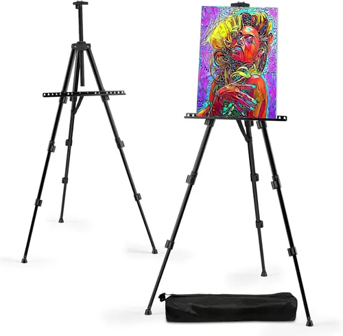 RRFTOK Soporte de caballete para letreros y pintura, trípode de metal, caballetes de arte ajustables para lienzos de exhibición, altura de 17 a 66