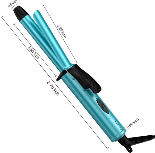 Miniatura 8 de FARERY Mini rizador de pelo de tamaño de viaje, 100-240 V, doble voltaje, 1/2 pulgada, mini rizador de pelo de cerámica para cabello corto