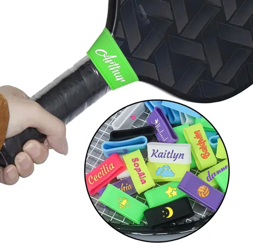 Miniatura 7 de 2 bandas de nombre personalizadas de paleta de pickleball, accesorios personalizados de paleta de pickleball para cinta de agarre seguro, bandas