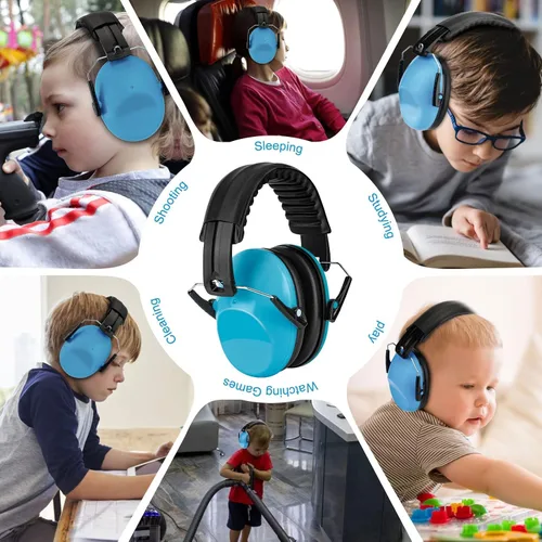 Miniatura 7 de BlueFire Orejeras con cancelación de ruido para niños, paquete de 2 auriculares con bloqueo de sonido sobre la oreja, orejeras plegables de Azul 1