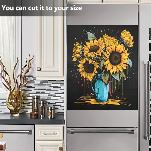 Miniatura 6 de Cubierta magnética de girasoles para lavavajillas, calcomanías magnéticas para lavavajillas, panel de calcomanías para el hogar, cocina, decoración