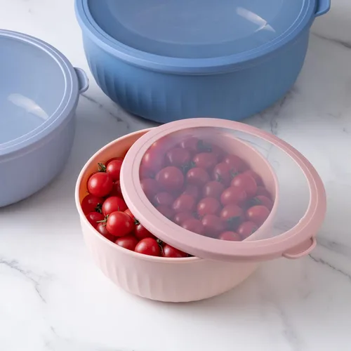 Miniatura 128 de COOK WITH COLOR Tazones de preparación con tapas - Juego de tazones pequeños de mezcla de plástico anchos y profundos anidables con tapas, juego