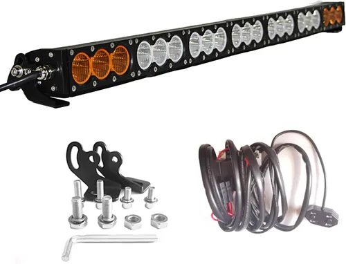 Miniatura 15 de AngelMa Barra de Luz LED de 12 Pulgadas 60W Ámbar Súper Brillante Spot Todoterreno de Una Sola Fila IP68 Impermeable para Cualquier Automóvil Camión