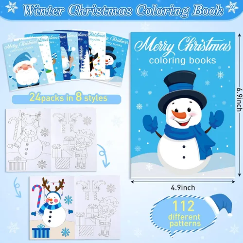 Miniatura 2 de Faccito 24 Piezas Paquetes de Libros para Colorear de Navidad a Granel Libro para Colorear de Invierno Mini Muñeco de Nieve Pan de Jengibre Santa