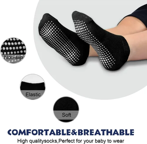 Miniatura 4 de EPEIUS Calcetines de bebé de corte bajo antideslizantes para recién nacidos, niños y niñas, calcetines tobilleros con empuñaduras, 12 pares