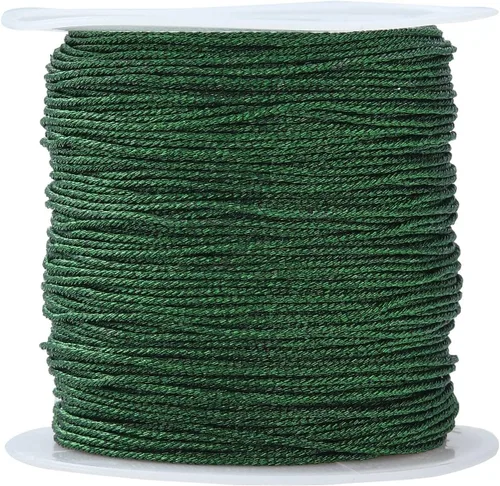 LiQunSweet Cuerda metálica de oropel de 27 yardas de 0.031 in/12 capas, hilo metálico para adornar el paquete de regalo, color verde oscuro