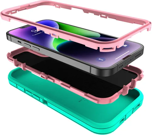 Miniatura 4 de MXX Funda para iPhone 13, con protector de pantalla de vidrio templado, protector de lente de cámara de 3 capas de alta resistencia, a prueba