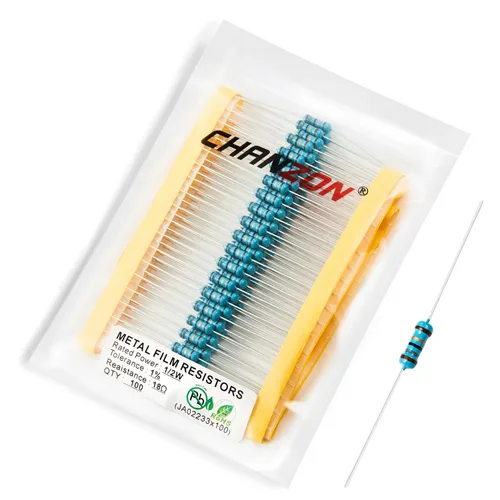 Miniatura 65 de Chanzon - 100 resistencias de película metálica 1/2 W (0.5 W) 10 Ω ohmios ±1% de tolerancia 10R MF, resistencias de agujero pasante con limitación