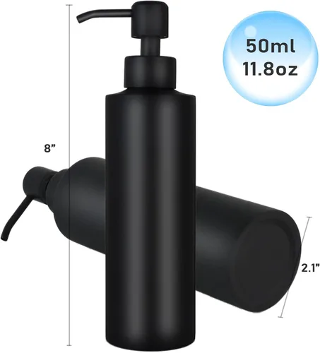 Miniatura 6 de Dispensador de jabón para encimera, color negro mate, dispensador de loción de 11.8 onzas con bomba, dispensador de jabón de mano de acero
