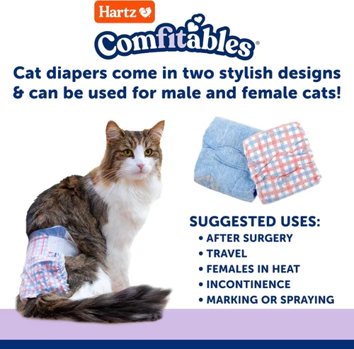 Miniatura 5 de Hartz Comfitables - Pañales para gatos, talla L, 12 unidades, ajuste cómodo y seguro, fácil de poner
