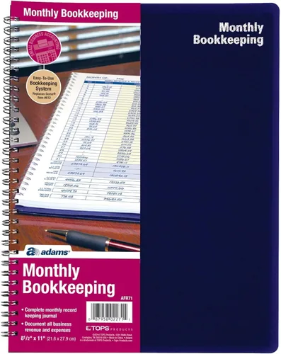 Adams Record libro de contabilidad, formato, 8.5 x 11 pulgadas Mensual, Blanco (afr71), Blanco
