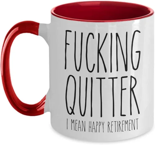 Miniatura 3 de Happy Retirement Mug Fucking Quitter Funny Sarcástico para compañero de trabajo Taza de café de dos tonos