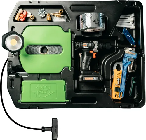 Sistema de herramientas HVAC, resistente, grado contratista, caja de herramientas HVAC, patentado y fabricado en Estados Unidos, trineo de tracción