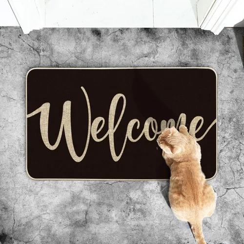 Miniatura 6 de Artoid Mode Tapete de bienvenida negro, decoración del hogar, tapete de bajo perfil, tapete para puerta delantera, interior y exterior, 17 x 29