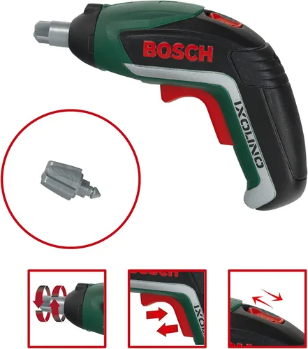 Miniatura 3 de Klein Theo 8394 Bosch Ixolino Case I con martillo, llave inglesa y mucho más I Destornillador inalámbrico Ixolino a batería I Juguete para niños