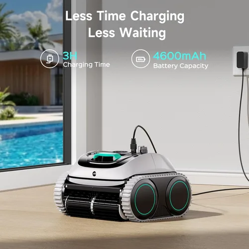 Miniatura 8 de WYBOT Aspiradora robótica C1 para piscina enterrada y sobre el suelo, robot limpiador inalámbrico 4 en 1, limpieza de paredes y líneas de flotación