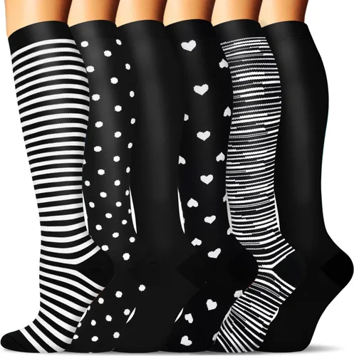 Miniatura 19 de SunFeeling - Calcetines de compresión para mujeres y hombres, 6 pares, brinda soporte a enfermeras, al correr, practicar atletismo y deportes