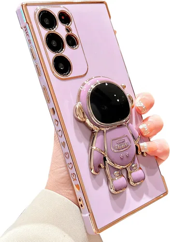 Miniatura 14 de Funda compatible con Samsung Galaxy Z Flip 5/Z Flip 6 con soporte, diseño de astronauta 3D de lujo para mujeres, funda protectora suave diseñada