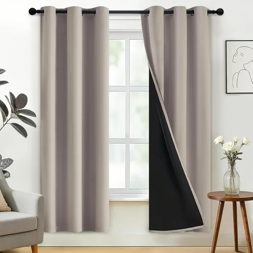 Miniatura 78 de SimpleHome - Cortinas opacas 100% para recámara, cortinas de ventana con ojales beige, con aislamiento térmico, cortinas de oscurecimiento
