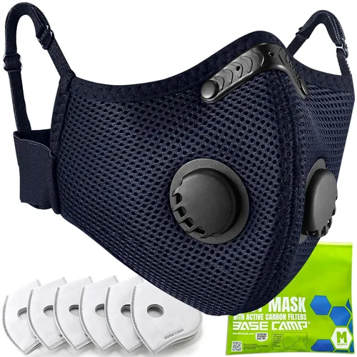 Miniatura 9 de BASE CAMP Máscara Antipolvo M Plus Mejorada, Máscara Respiratoria Reutilizable para Carpintería, Protección Facial con Filtros de Carbón 99.9%