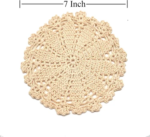 Miniatura 6 de Phantomon Juego de 4 manteles individuales de algodón hechos a mano de 7 pulgadas (beige)