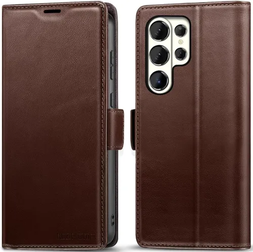 Miniatura 26 de KEZiHOME Funda para Galaxy S23 Ultra, de cuero genuino [bloqueo RFID], funda tipo cartera, ranura para tarjetas con tapa magnética y soporte