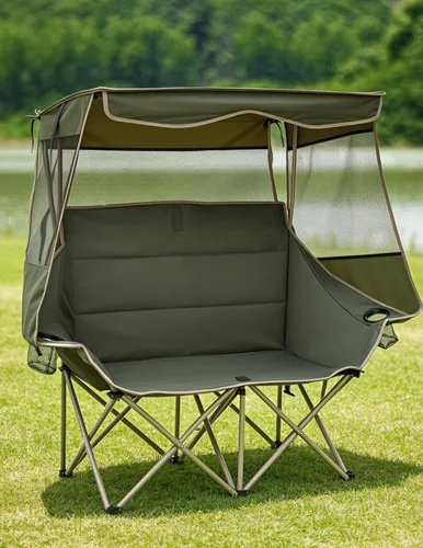 Miniatura 15 de Silla de campamento reclinable, silla plegable ajustable con respaldo de 100° a 140°, marco en X resistente que soporta 265 libras, respaldo