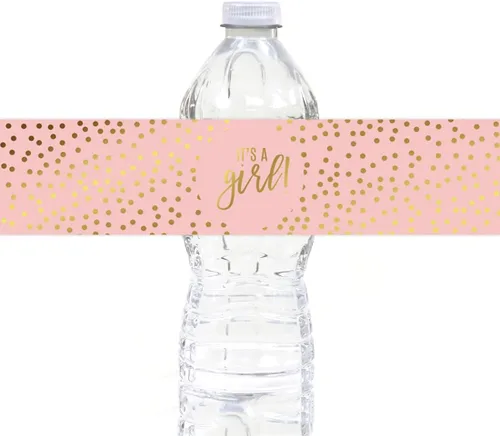 Miniatura 21 de Andaz Press Blush Rosa y Metallic Gold Confeti Lunares Baby Shower Party Collection Banderín colgante con cuerda, Baby Shower, 5 pies, 1 juego