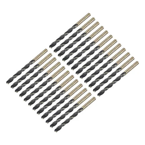 Miniatura 22 de uxcell 24 brocas de vástago recto, 0.118 in, titanio dorado y nitruro negro, acero de alta velocidad (HSS) 4341 con vástago de 0.118 in