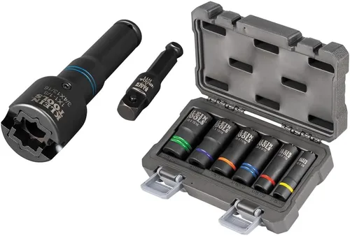 Miniatura 13 de Klein Tools 66090 Juego de llaves de impacto de 1/2 pulgada, diseño ranurado 2 en 1, enchufes profundos de 12 puntos, para llaves de impacto