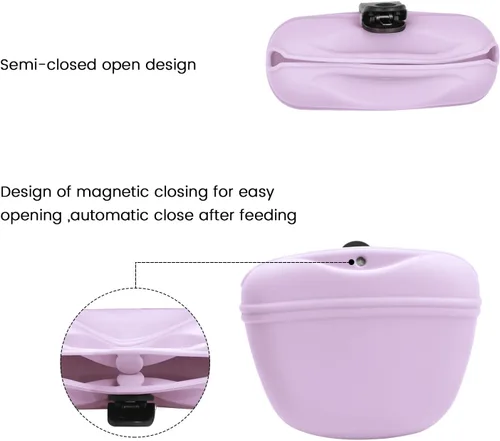 Miniatura 3 de AUDWUD Bolsa de Silicona para Premios de Perro, Con Clicker de Entrenamiento para Perros, Contenedor de Entrenamiento Portátil con Clip, Conveniente