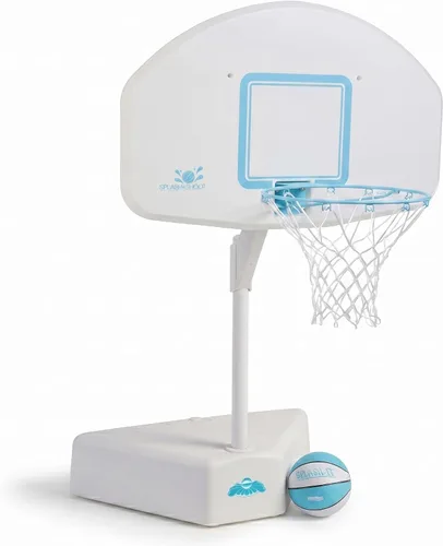 Miniatura 11 de Dunn-Rite Splash & Shoot, aro de baloncesto ajustable para piscina al aire libre con altura variable, pelota, base y borde de acero inoxidable de 18