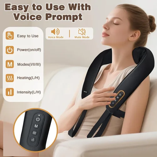 Miniatura 2 de Joyset Masajeador de Cuello y Hombros con Calor, Masajeador Shiatsu Inalámbrico para Cuello y Espalda, Alivio del Dolor de Tejido Profundo, Masaje