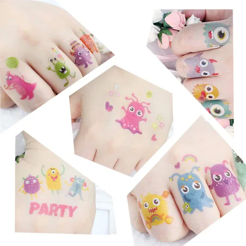Miniatura 5 de Ooopsi Monster - Tatuajes temporales para niños, más de 120 tatuajes, lindos tatuajes de dibujos animados para niños y niñas, decoración de fiesta