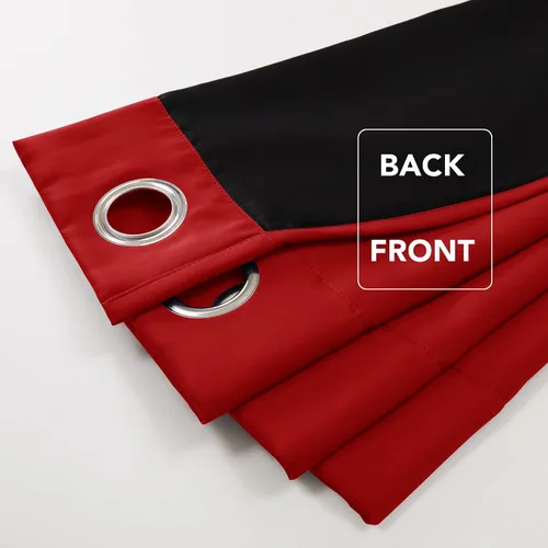 Miniatura 100 de Deconovo Cortinas opacas 100% con forro negro, cortinas con ojales aisladas térmicamente que reducen el ruido, doble capa para oscurecer
