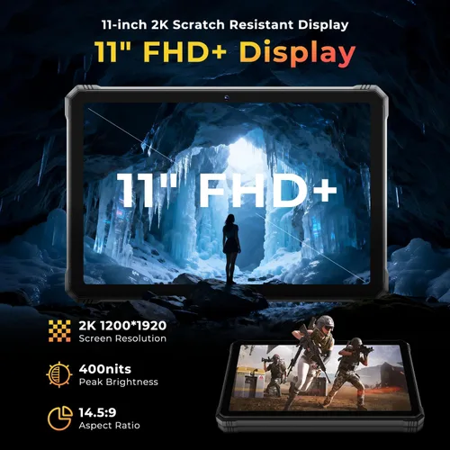 Miniatura 4 de HOTWAV R9 Plus Tablet Resistente 11 Pulgadas Android 14, Tablet Impermeable 20080mAh, 2K 24GB+512GB/2TB TF Tablets de Trabajo, 64MP+16MP Octa-Core