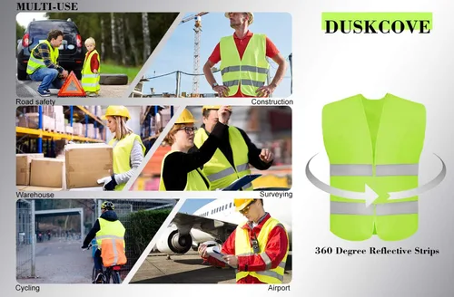 Miniatura 5 de DUSKCOVE Paquete de 10 chalecos de seguridad de alta visibilidad para trabajo de tráfico, correr, topógrafo y guardia de seguridad, chaleco