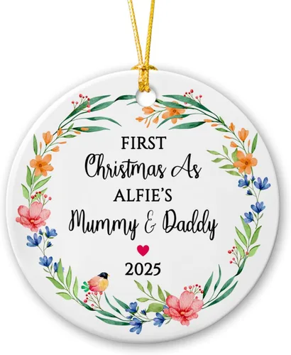 Miniatura 9 de Adorno personalizado de Navidad, aniversario de boda, aniversario de 2025, adornos de cerámica de Navidad para parejas, esposo, esposa, adorno