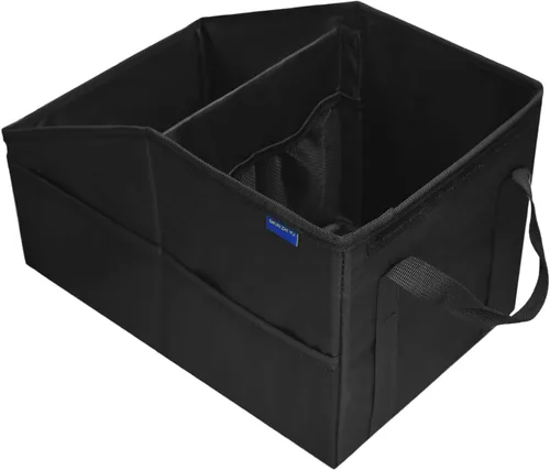 Miniatura 3 de Organizador de asiento de coche, asiento de pasajero, negro Plegable, pequeño almacenamiento, con tapa