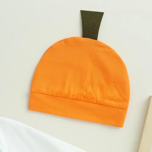 Miniatura 7 de Ynibbim Mameluco de Halloween para bebé niño con estampado de calabaza a cuadros de manga larga y gorro conjunto para bebé