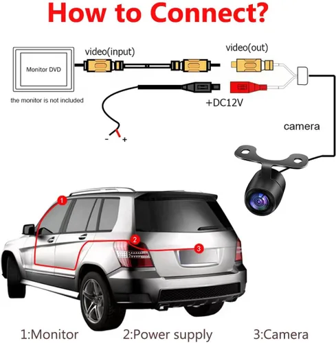 Miniatura 7 de HD gran angular automático CMOS coche vista lateral trasera trasera cámara de respaldo cámara de respaldo trasero monitor trasero cámara
