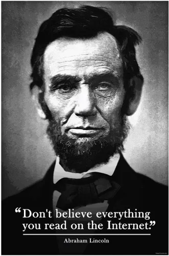 Laminated Abraham Lincoln Poster Funny Classroom Posters Dont Believe Everything You Read On The Internet History Poster High School Decor Poster