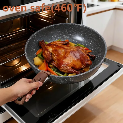 Miniatura 6 de Juego de utensilios de cocina de cerámica de 15 piezas con mango desmontable para ollas y sartenes antiadherentes (negro)