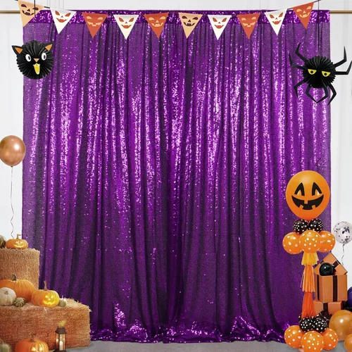 Miniatura 12 de ShinyBeauty PHOTOBOOTH - Fondo de tela de lentejuelas, telón de fondo de boda, telón de fondo óxido, cortinas de lentejuelas, cortinas de Negro