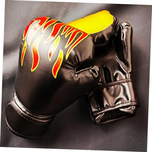Miniatura 4 de Guantes de boxeo, 2 pares de guantes de kickboxing para niños de 3 a 8 años, guantes de bolsa de lucha para hombre, guantes de boxeo Eva Black Flame